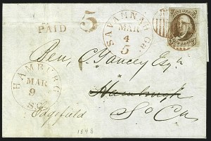 Sale 1109, Lot 326, 5c 1847 Issue, On-Cover (Scott 1)