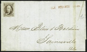 Sale 1109, Lot 328, 5c 1847 Issue, On-Cover (Scott 1)
