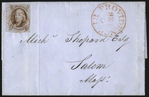 Sale 1109, Lot 330, 5c 1847 Issue, On-Cover (Scott 1)