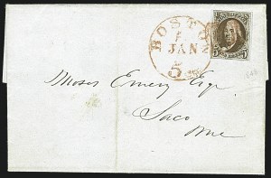 Sale 1109, Lot 332, 5c 1847 Issue, On-Cover (Scott 1)
