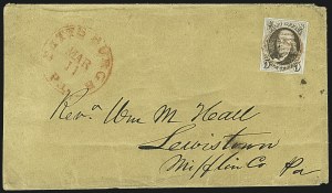 Sale 1109, Lot 338, 5c 1847 Issue, On-Cover (Scott 1)