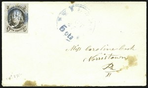 Sale 1109, Lot 345, 5c 1847 Issue, On-Cover (Scott 1)