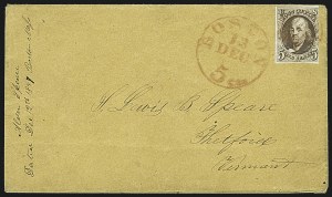 Sale 1109, Lot 348, 5c 1847 Issue, On-Cover (Scott 1)
