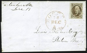 Sale 1109, Lot 349, 5c 1847 Issue, On-Cover (Scott 1)