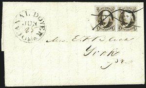Sale 1109, Lot 356, 5c 1847 Issue, On-Cover, Cont. (Scott 1)
