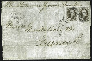 Sale 1109, Lot 359, 5c 1847 Issue, On-Cover, Cont. (Scott 1)