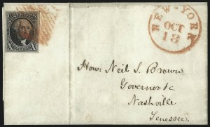 Sale 1109, Lot 371, 10c 1847 Issue, On-Cover (Scott 2)