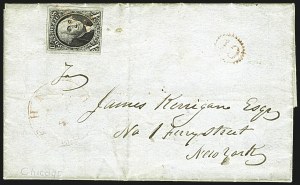 Sale 1109, Lot 372, 10c 1847 Issue, On-Cover (Scott 2)