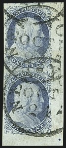 Sale 1109, Lot 383, 1c 1851-56 Issue, Off-Cover, Plate One Early (Scott 7-8A)