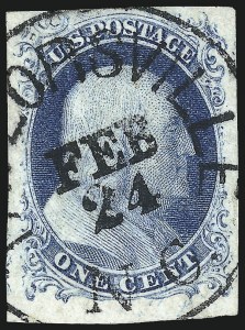 Sale 1109, Lot 388, 1c 1851-56 Issue, Off-Cover, Plate One Late (Scott 9)