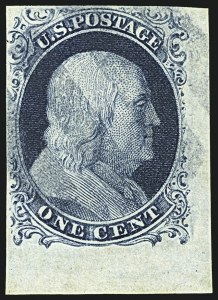 Sale 1109, Lot 397, 1c 1851-56 Issue, Off-Cover, Plate One Late (Scott 9)