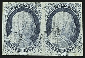 Sale 1109, Lot 398, 1c 1851-56 Issue, Off-Cover, Plate One Late (Scott 9)