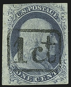 Sale 1109, Lot 403, 1c 1851-56 Issue, Off-Cover, Plates Two thru Four (Scott 7-8)