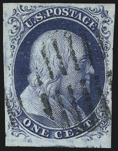 Sale Number 1109, Lot Number 408, 1c 1851-56 Issue, Off-Cover, Plates Two thru Four (Scott 7-8)