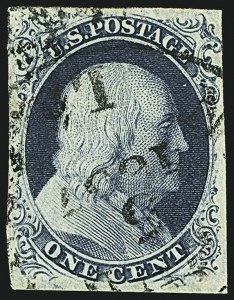 Sale 1109, Lot 409, 1c 1851-56 Issue, Off-Cover, Plates Two thru Four (Scott 7-8)