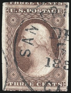 Sale 1109, Lot 415, 3c 1851-56 Issue, Off-Cover (Scott 10-11A)