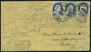 Sale 1109, Lot 449, 1c 1851-56 Issue, On-Cover (Scott 7-9)