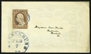 Sale 1109, Lot 453, 3c 1851-56 Issue, On-Cover (Scott 10-11A)