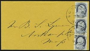 Sale 1109, Lot 518, 1c-3c 1857-60 Issue, On-Cover (Scott 18-26)