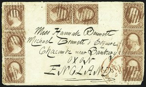 Sale 1109, Lot 530, 1c-3c 1857-60 Issue, On-Cover (Scott 18-26)