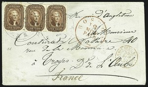 Sale 1109, Lot 532, 5c-30c 1857-60 Issue, On-Cover (Scott 27-38)