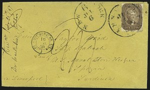 Sale 1109, Lot 536, 5c-30c 1857-60 Issue, On-Cover (Scott 27-38)