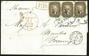Sale 1109, Lot 537, 5c-30c 1857-60 Issue, On-Cover (Scott 27-38)
