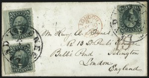 Sale 1109, Lot 542, 5c-30c 1857-60 Issue, On-Cover (Scott 27-38)