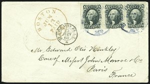 Sale 1109, Lot 550, 5c-30c 1857-60 Issue, On-Cover (Scott 27-38)