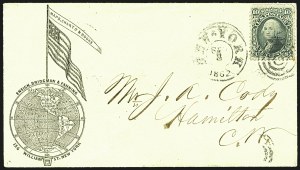 Sale 1109, Lot 630, 1861-66 Issue, On-Cover, Cont. (Scott 68)
