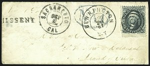 Sale 1109, Lot 634, 1861-66 Issue, On-Cover, Cont. (Scott 68)