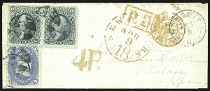 Sale 1109, Lot 638, 1861-66 Issue, On-Cover, Cont. (Scott 68)