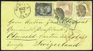 Sale 1109, Lot 644, 1861-66 Issue, On-Cover, Cont. (Scott 70b-78)
