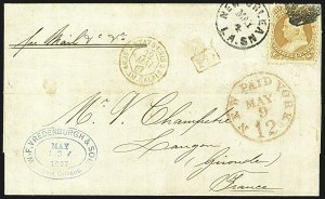 Sale 1109, Lot 648, 1861-66 Issue, On-Cover, Cont. (Scott 70b-78)