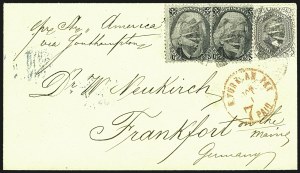 Sale 1109, Lot 651, 1861-66 Issue, On-Cover, Cont. (Scott 70b-78)