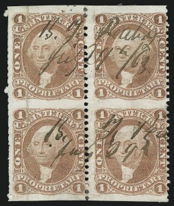 Sale 1110, Lot 1084, First Issue Revenues, Blocks and Record-Size Multiples (Scott R1-R13)