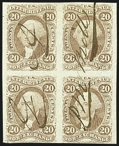 Sale 1110, Lot 1133, First Issue Revenues, Blocks and Record-Size Multiples, Cont. (Scott R37-R50)