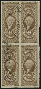 Sale 1110, Lot 1145, First Issue Revenues, Blocks and Record-Size Multiples, Cont. (Scott R37-R50)