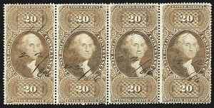 Sale 1110, Lot 1216, First Issue Revenues, Blocks and Record-Size Multiples, Cont. (Scott R95-R102)