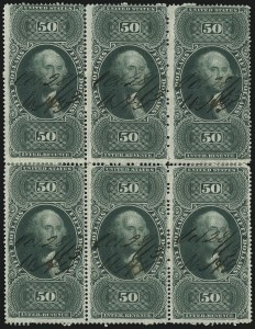 Sale 1110, Lot 1224, First Issue Revenues, Blocks and Record-Size Multiples, Cont. (Scott R95-R102)
