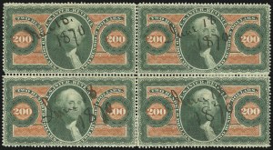 Sale 1110, Lot 1226, First Issue Revenues, Blocks and Record-Size Multiples, Cont. (Scott R95-R102)