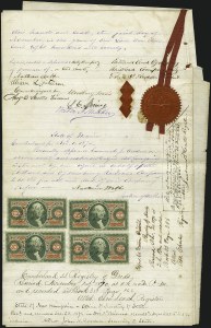 Sale 1110, Lot 1242, First Issue Revenues, Uses on Documents