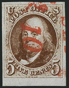 Sale 1115, Lot 2008, 5c 1847 Issue, Off-Cover (Scott 1)