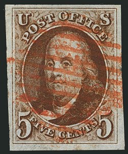 Sale 1115, Lot 2015, 5c 1847 Issue, Off-Cover (Scott 1)