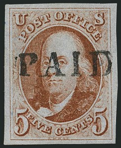 Sale Number 1115, Lot Number 2017, 5c 1847 Issue, Off-Cover (Scott 1)