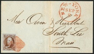 Sale 1115, Lot 2022, 5c 1847 Issue, On-Cover (Scott 1)