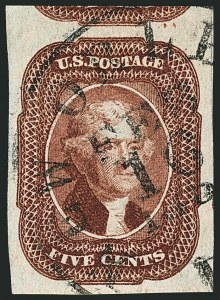 Sale 1115, Lot 2093, 5c 1851-56 Issue (Scott 12)