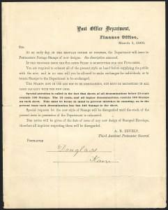 Sale 1118, Lot 1, Post Office Announcement, 15c 1869 Pictorial Essays and Proofs