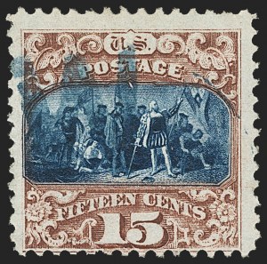 Sale 1133, Lot 235, 15c 1869 Pictorial Issue, off-Cover (Scott 118-119b)