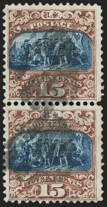 Sale 1133, Lot 236, 15c 1869 Pictorial Issue, off-Cover (Scott 118-119b)